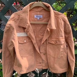 NWT eTica Womens SLOANE Coffee Canvas Cropped Jacket Large